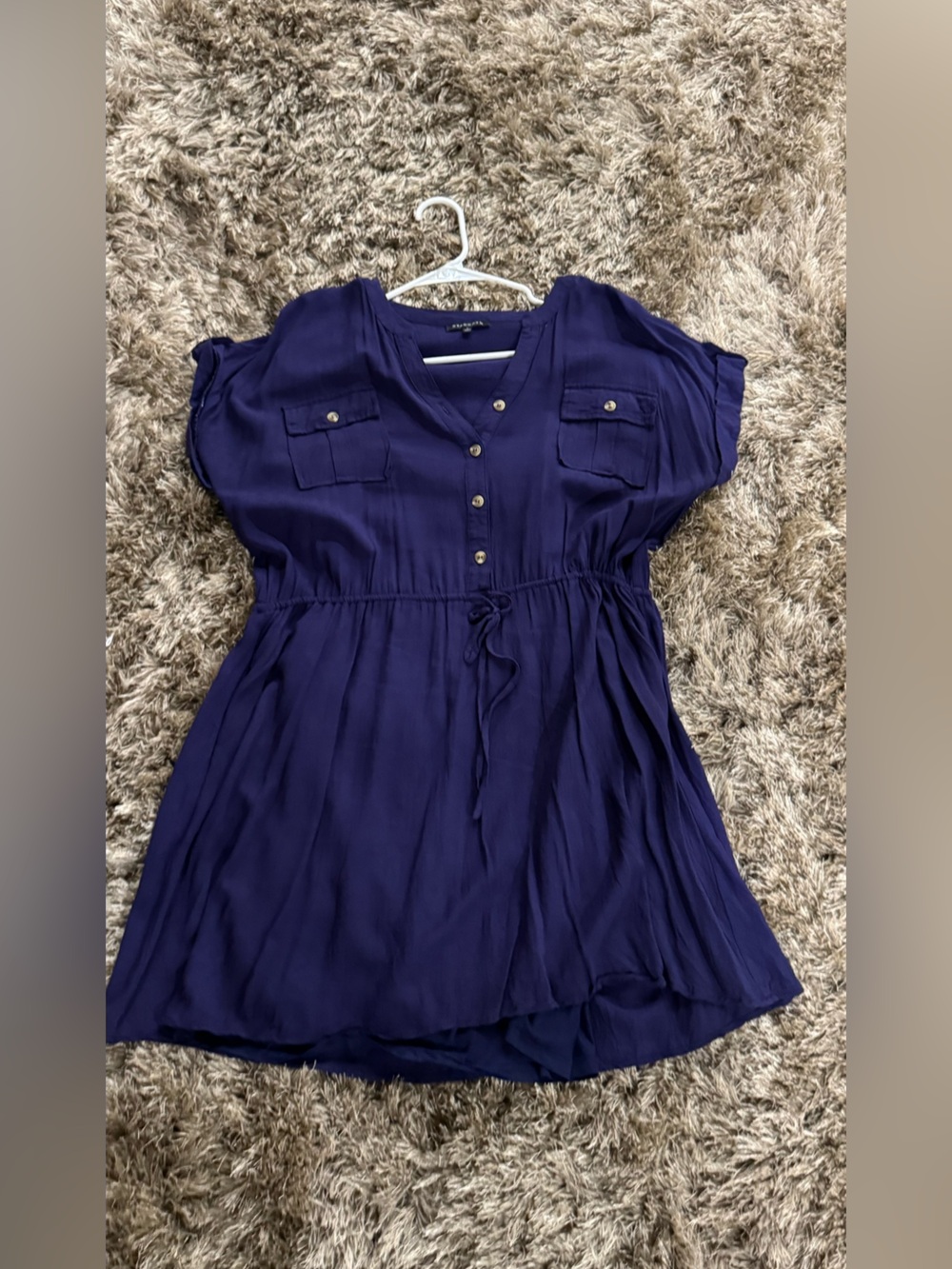 Staccato Deep Purple Girls' Short Sleeve Drawstring Tunic Dress